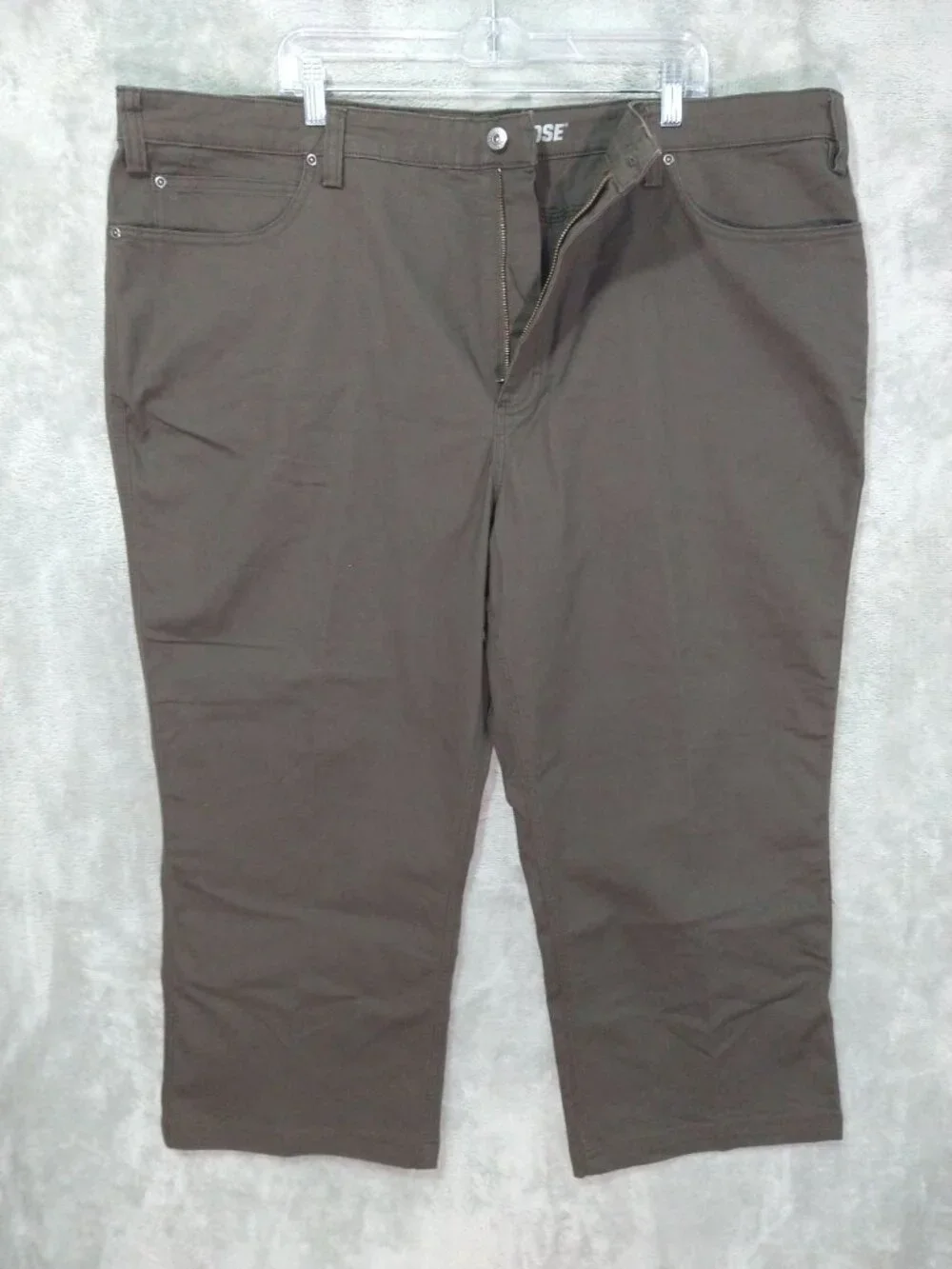 Duluth Trading Pants Mens 46x26 Brown Canvas Flex Fire Hose Relaxed Fit